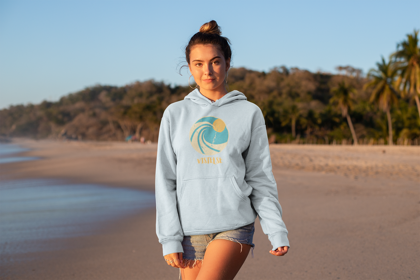 VISTELSE Vintage Wave and Sun Unisex Hoodie