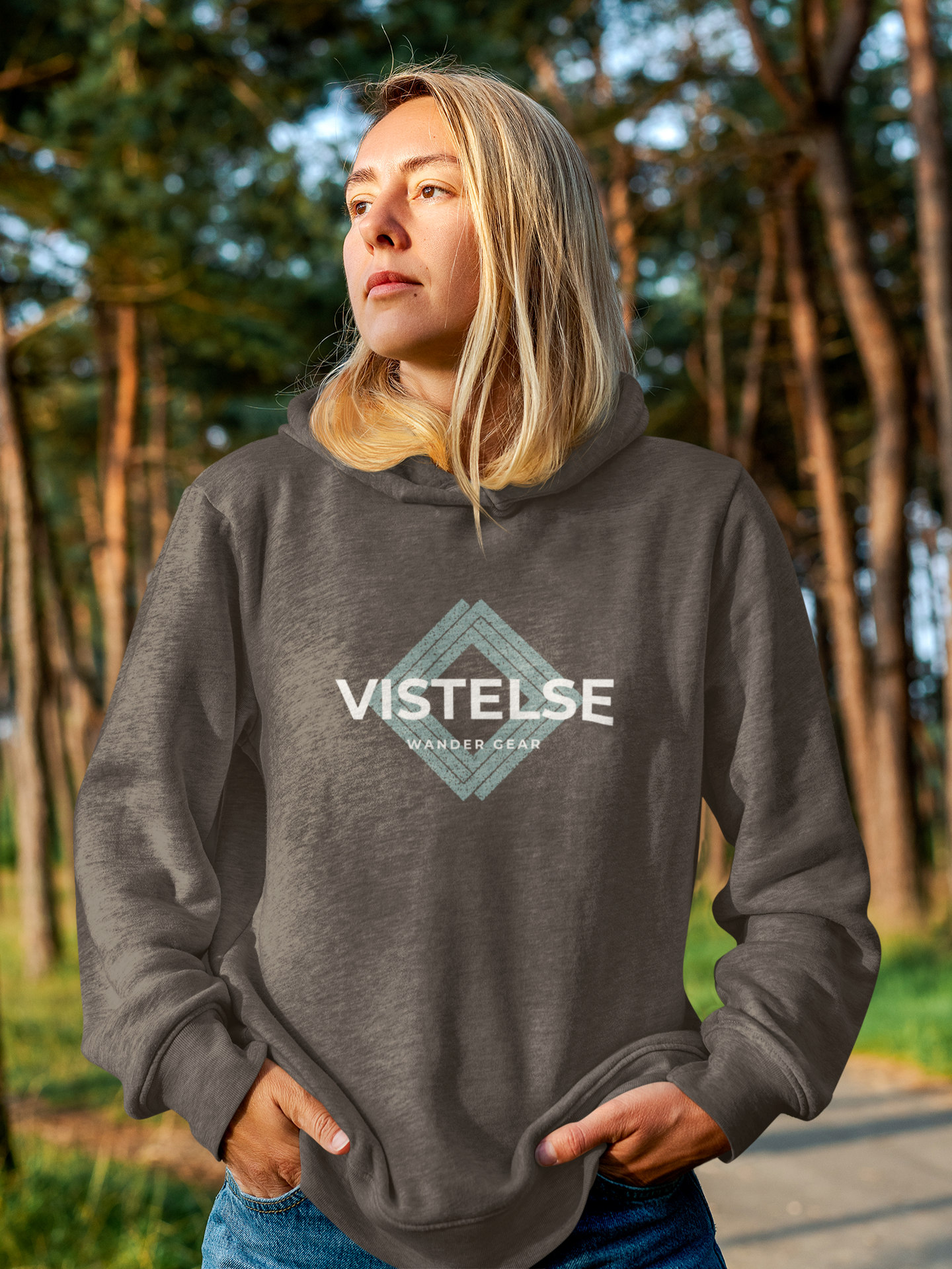 VISTELSE Wander Gear Sea Foam and White Unisex Hoodie