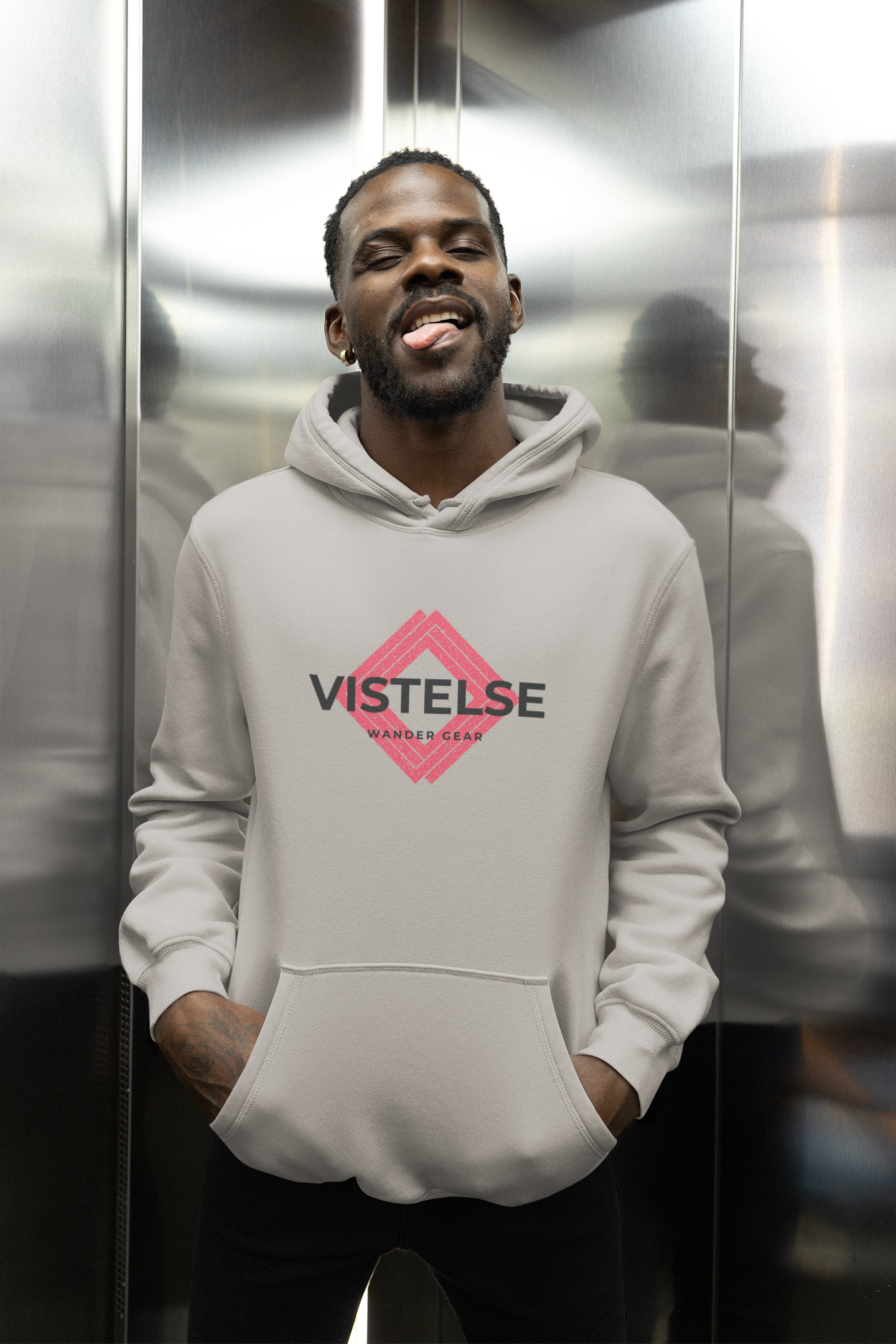 VISTELSE Wander Gear Pink and Black Unisex Hoodie
