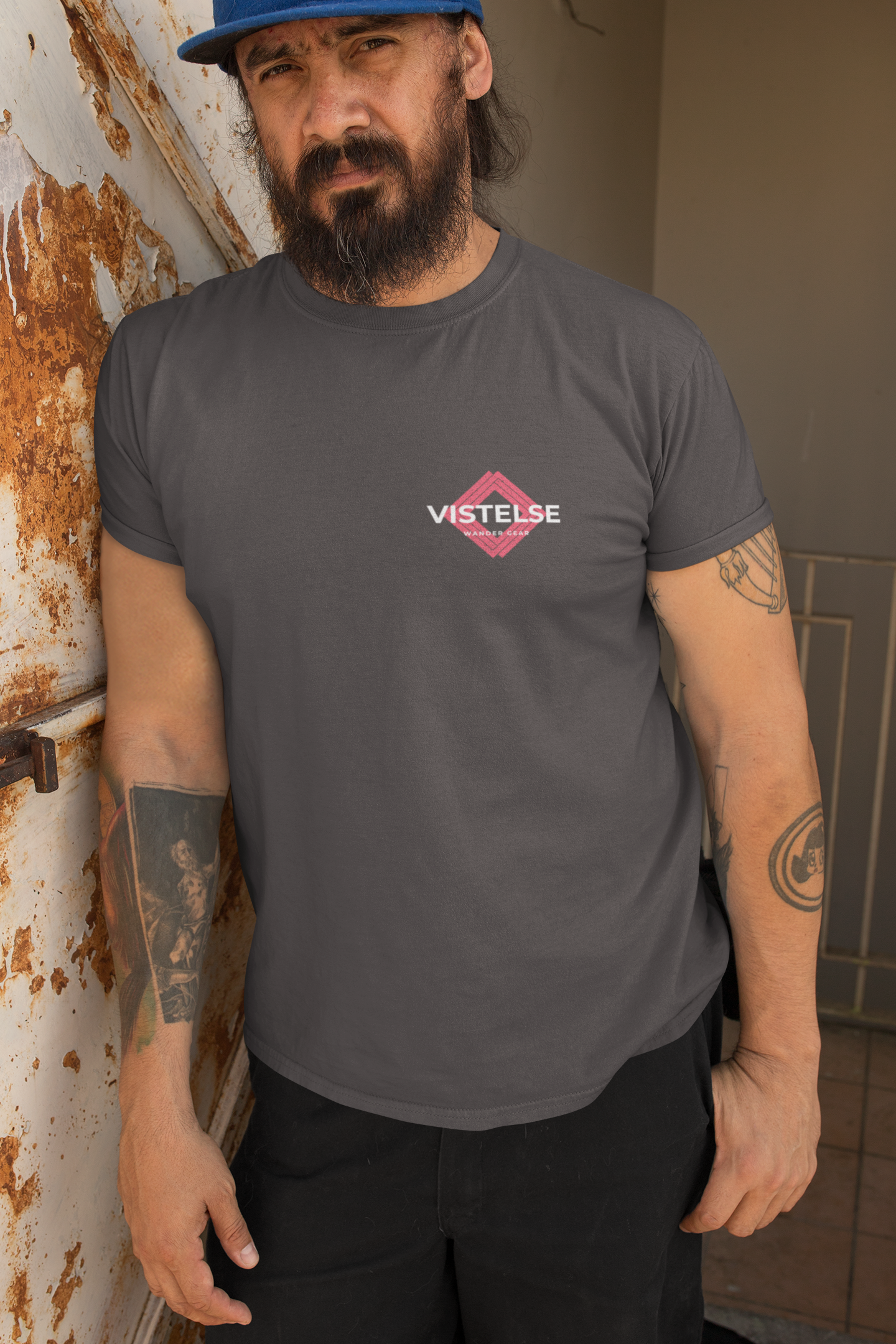 VISTELSE Wander Gear Pink and White Unisex T-Shirt