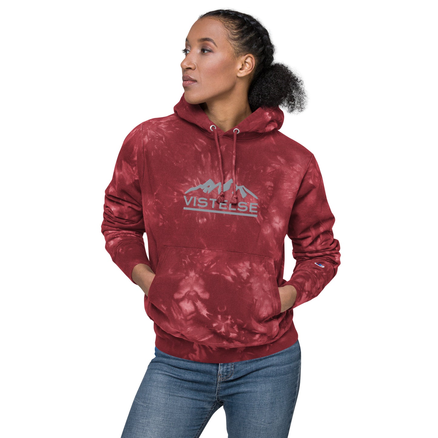 VISTELSE Mountains Logo Unisex Champion Tie-Dye Hoodie