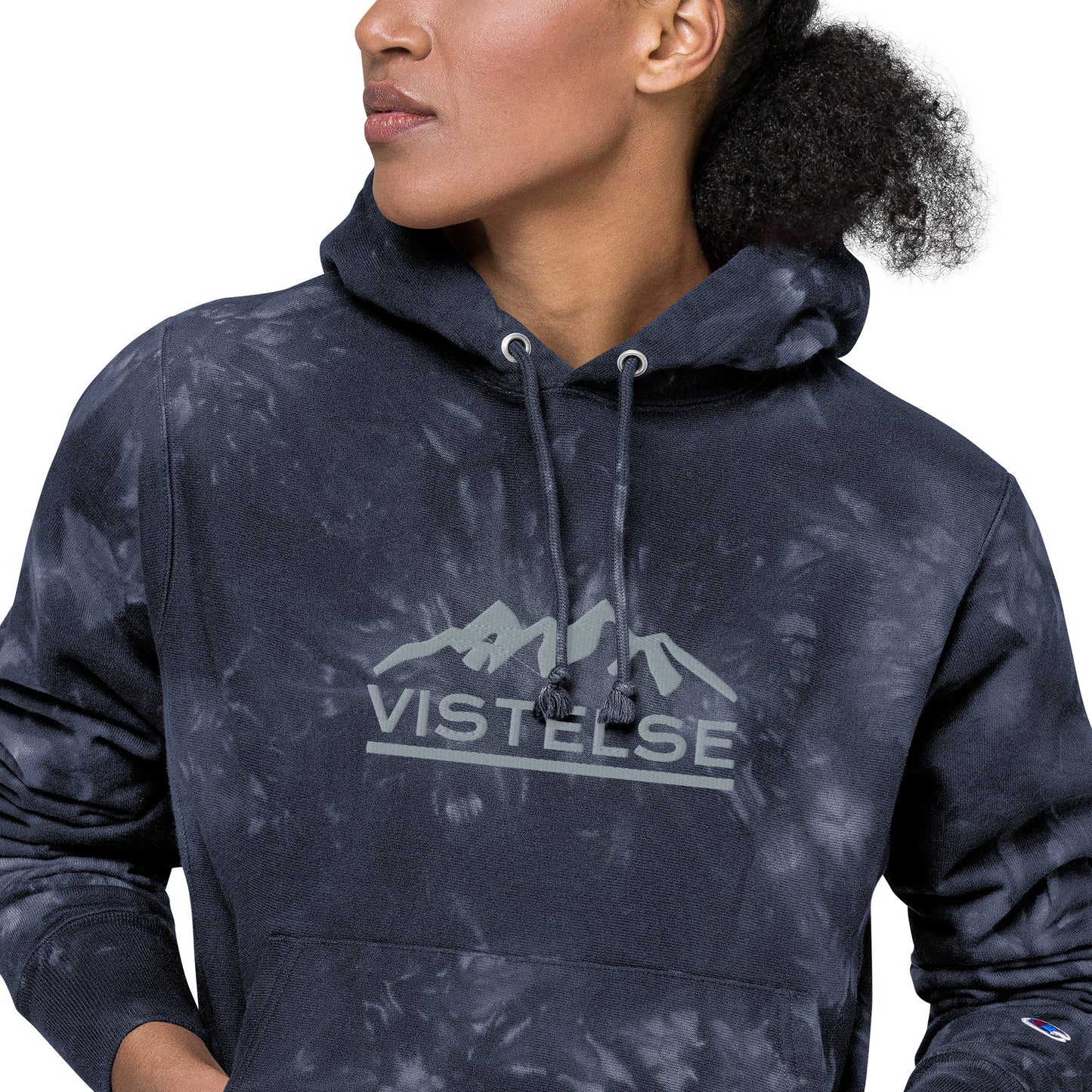 VISTELSE Mountains Logo Unisex Champion Tie-Dye Hoodie