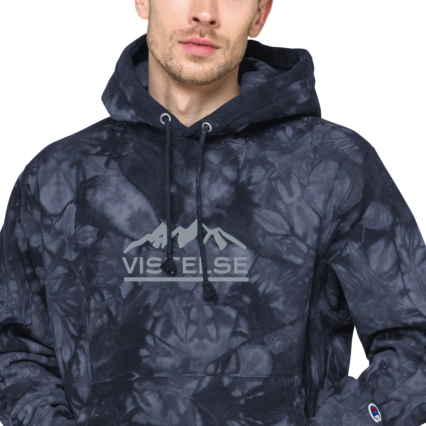 VISTELSE Mountains Logo Unisex Champion Tie-Dye Hoodie