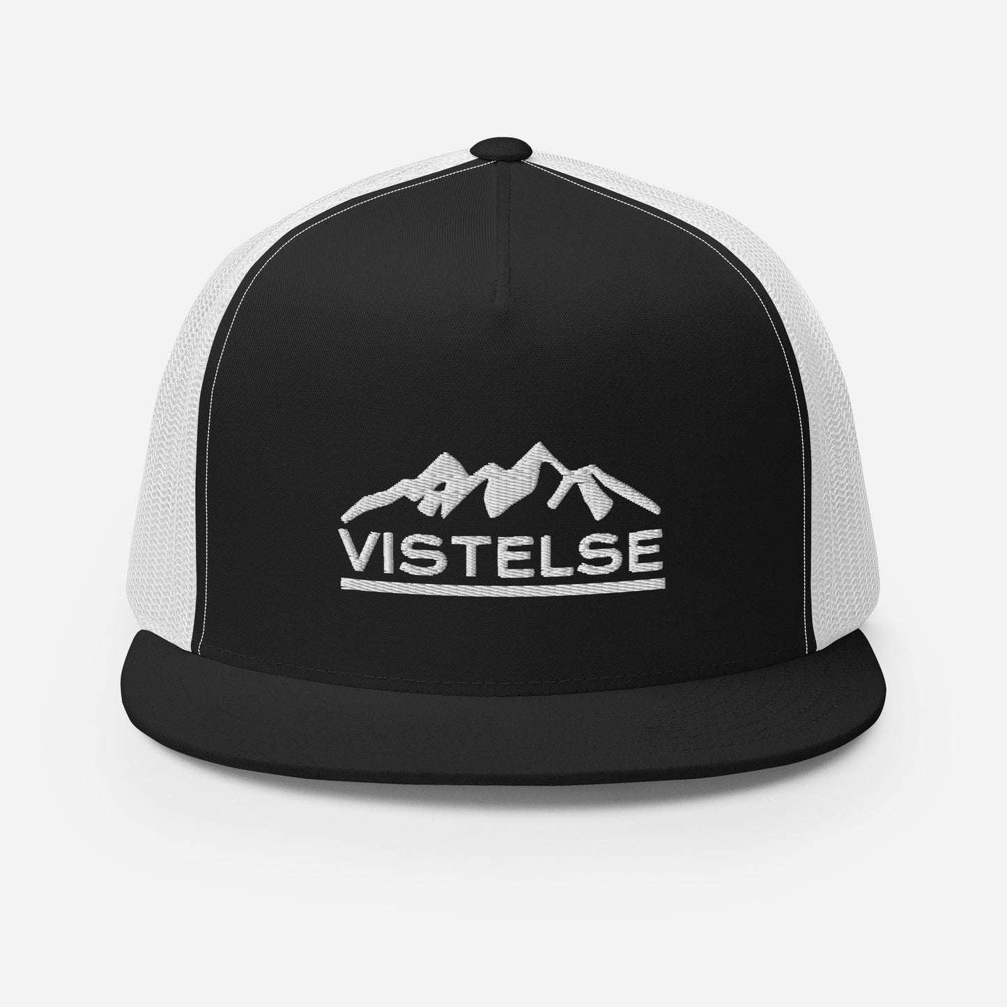 VISTELSE Mountains White Embroidered Trucker Cap