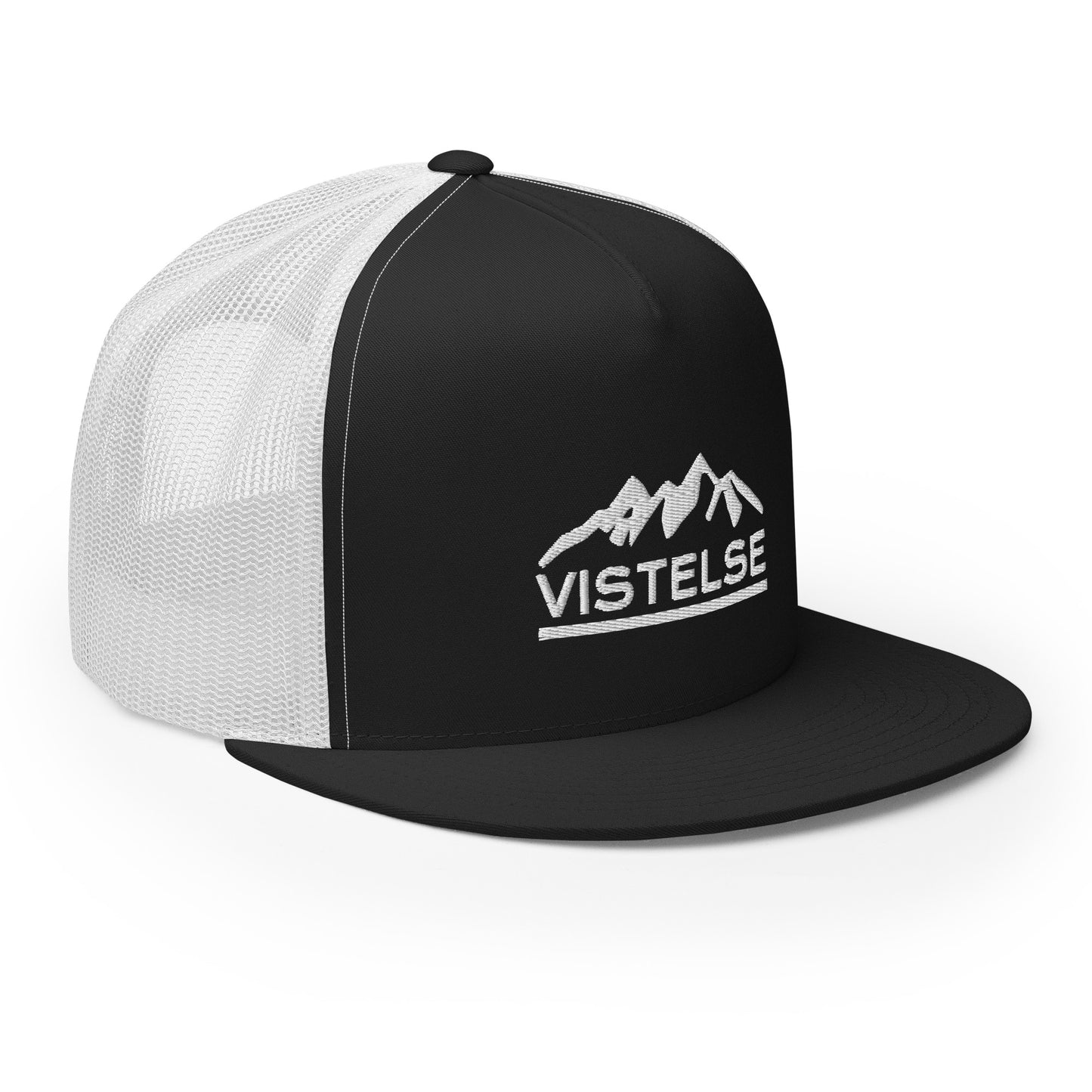 VISTELSE Mountains White Embroidered Trucker Cap