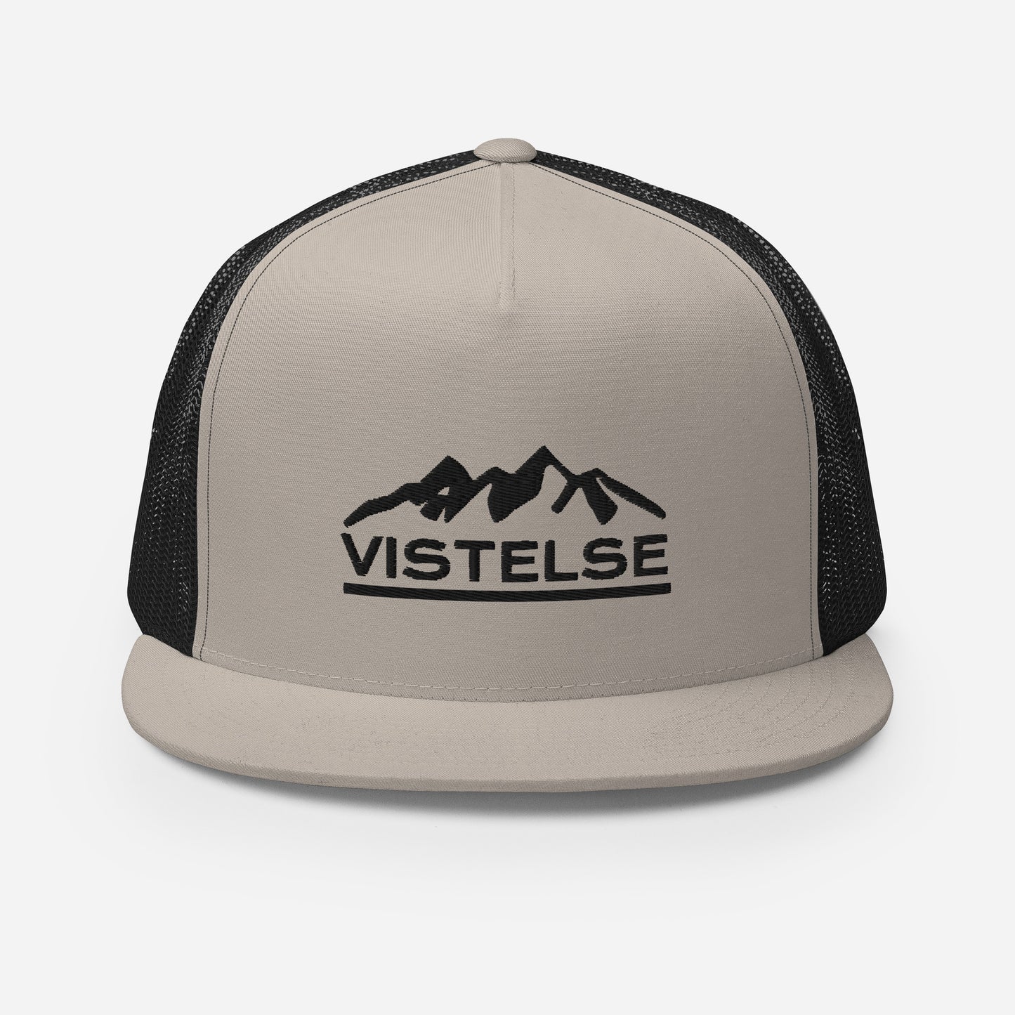 VISTELSE Mountains Black Embroidered Trucker Cap