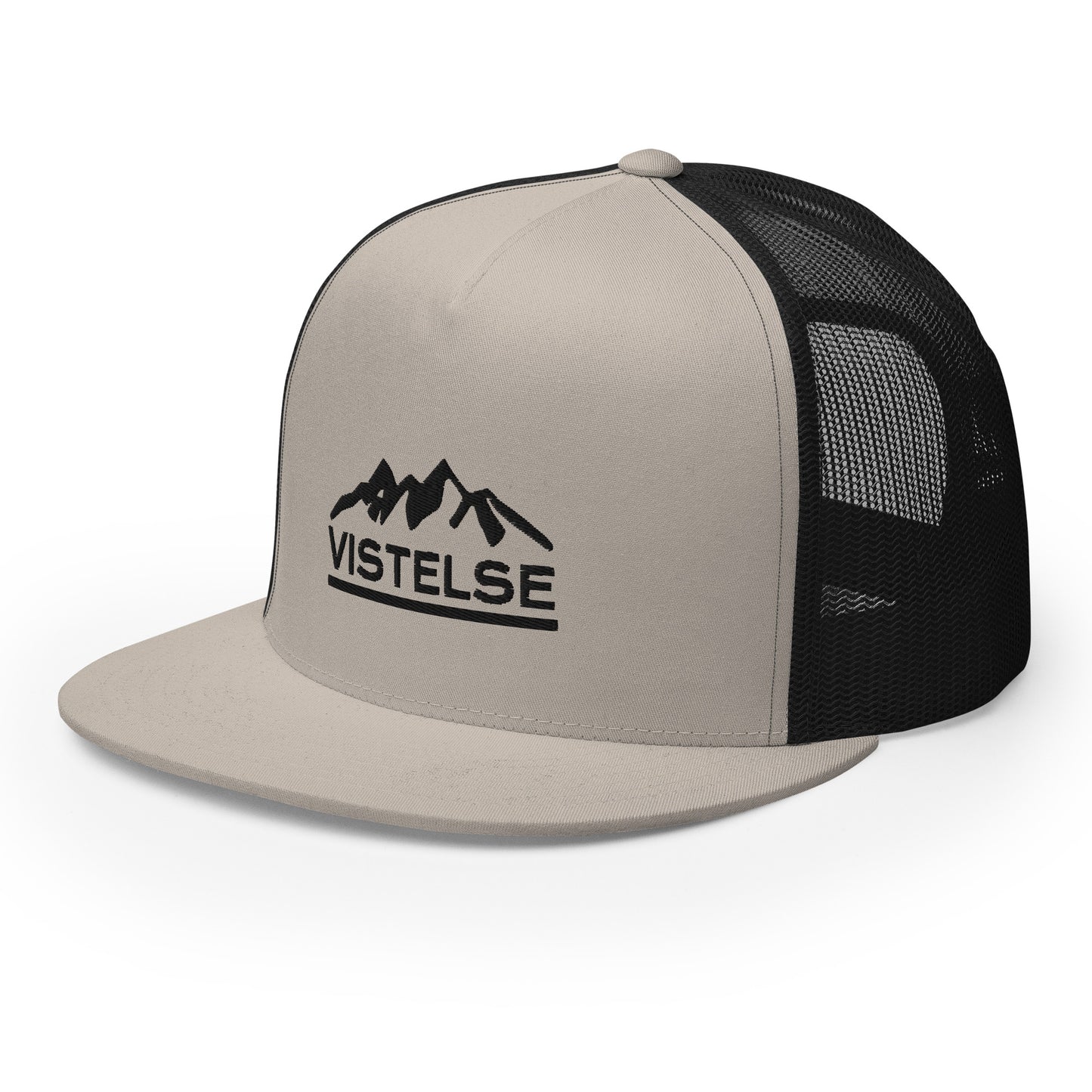 VISTELSE Mountains Black Embroidered Trucker Cap