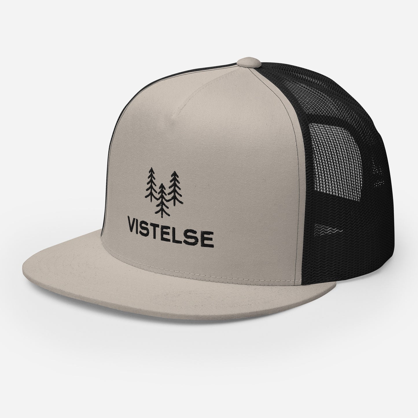 VISTELSE Trees Grey and Black Embroidered Trucker Cap