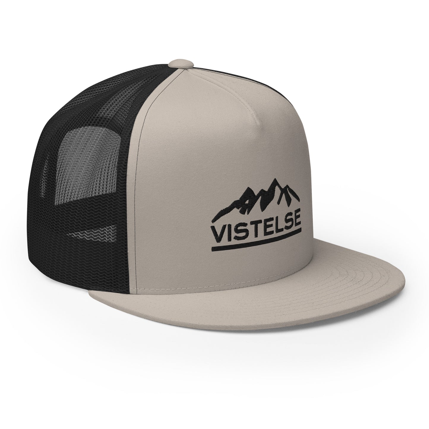 VISTELSE Mountains Black Embroidered Trucker Cap