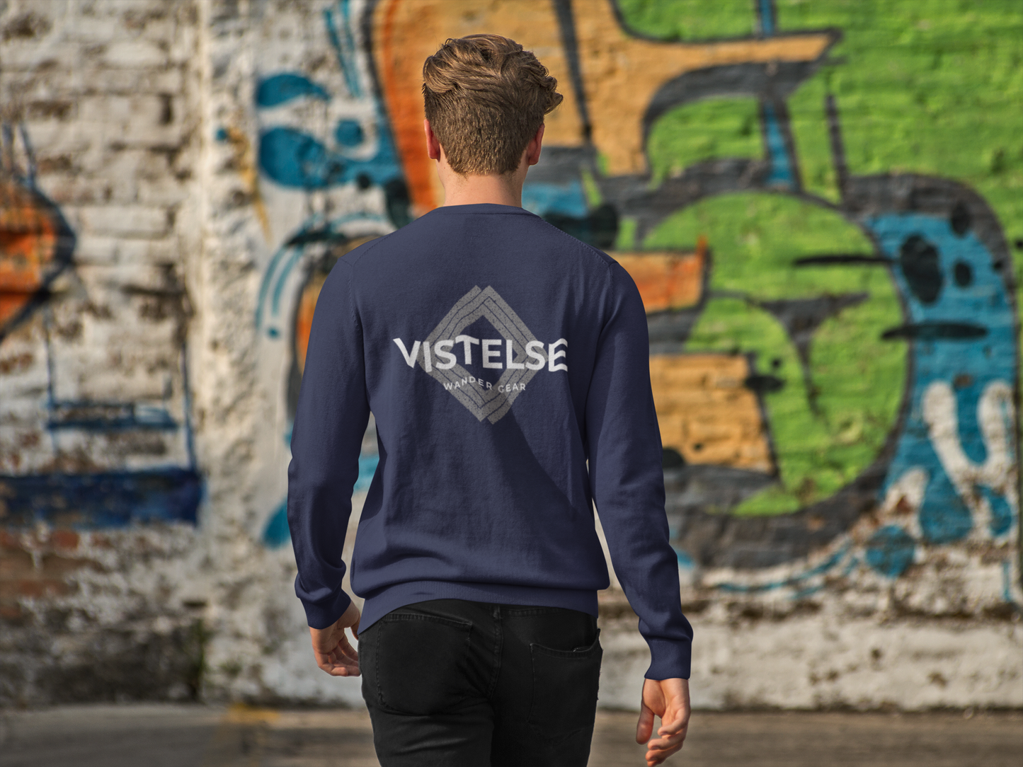 VISTELSE Wander Gear Grey and White Unisex Crew Sweatshirt