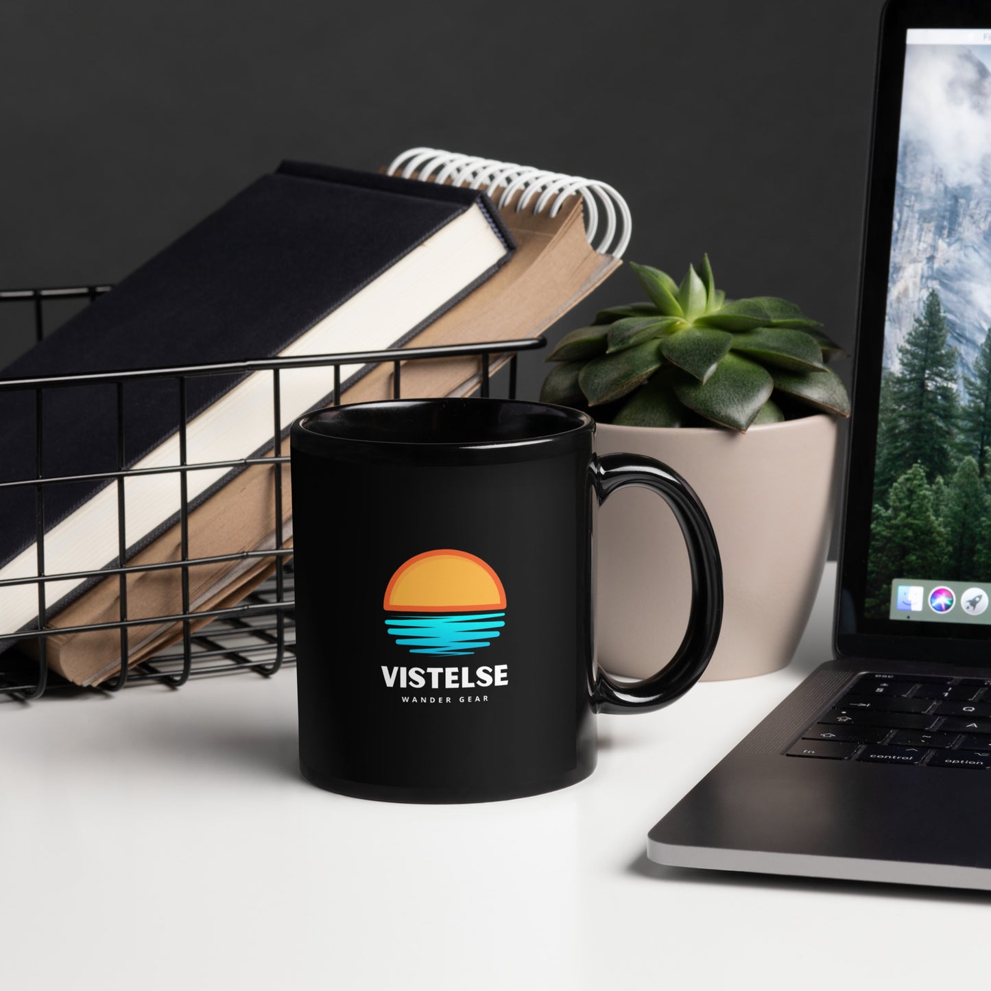 VISTELSE Wander Gear Sunset Black Glossy Mug