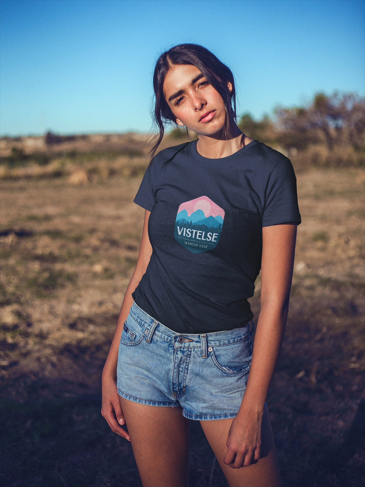 VISTELSE Wander Gear Pastel Mountain Badge Unisex t-shirt