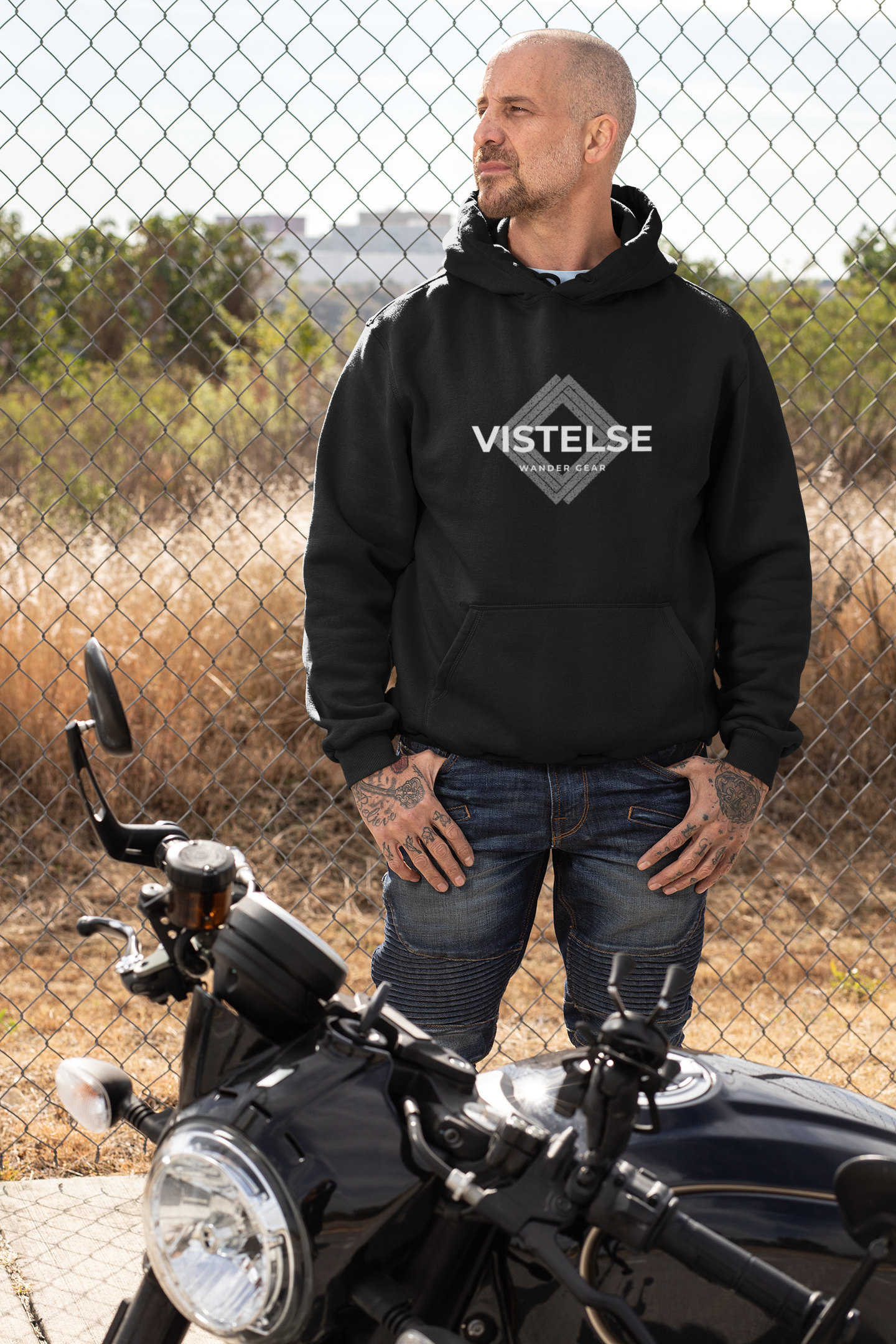 VISTELSE Wander Gear Grey and White Unisex Hoodie