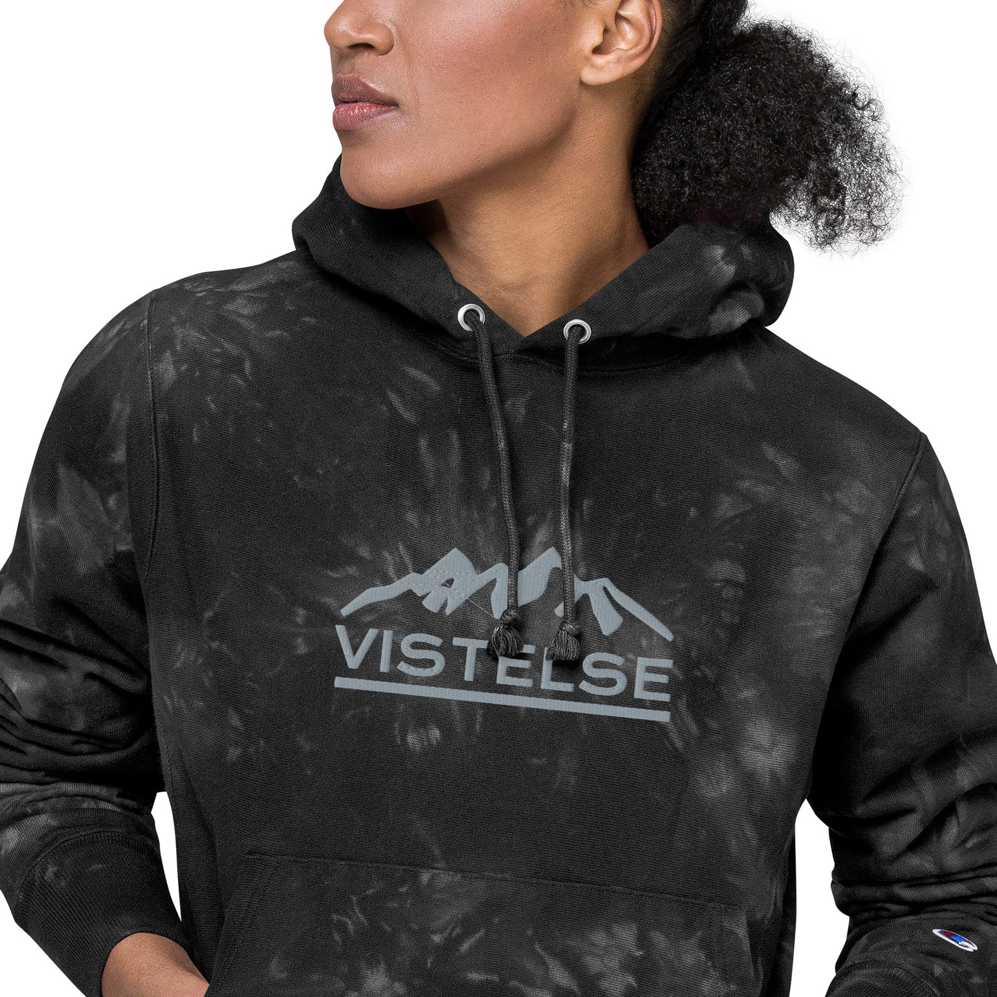 VISTELSE Mountains Logo Unisex Champion Tie-Dye Hoodie