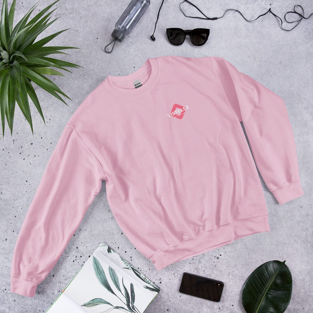 VISTELSE Wander Gear Pink and White Unisex Crew Sweatshirt