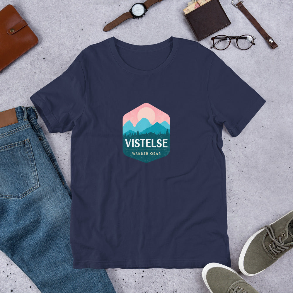 VISTELSE Wander Gear Pastel Mountain Badge Unisex t-shirt