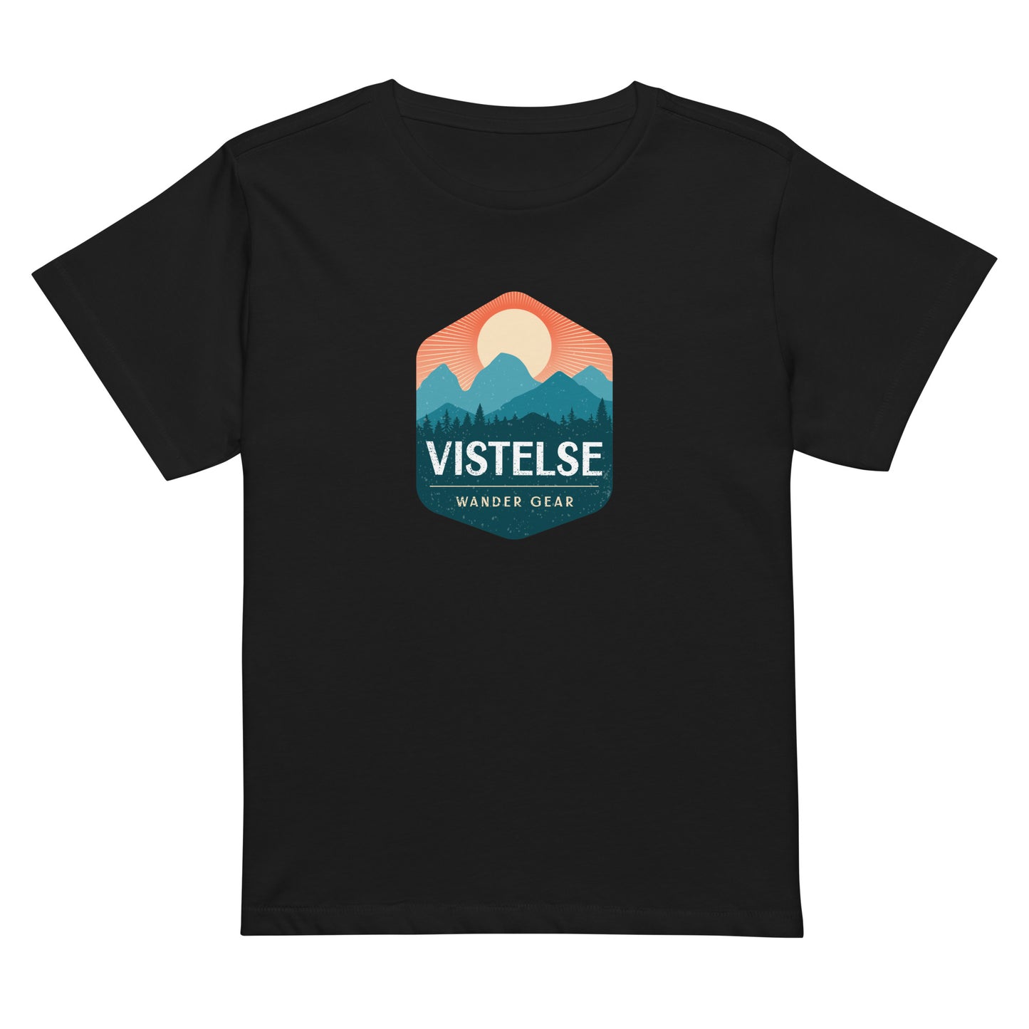 VISTELSE Mountain Sunset Badge Women’s High-Waisted T-Shirt