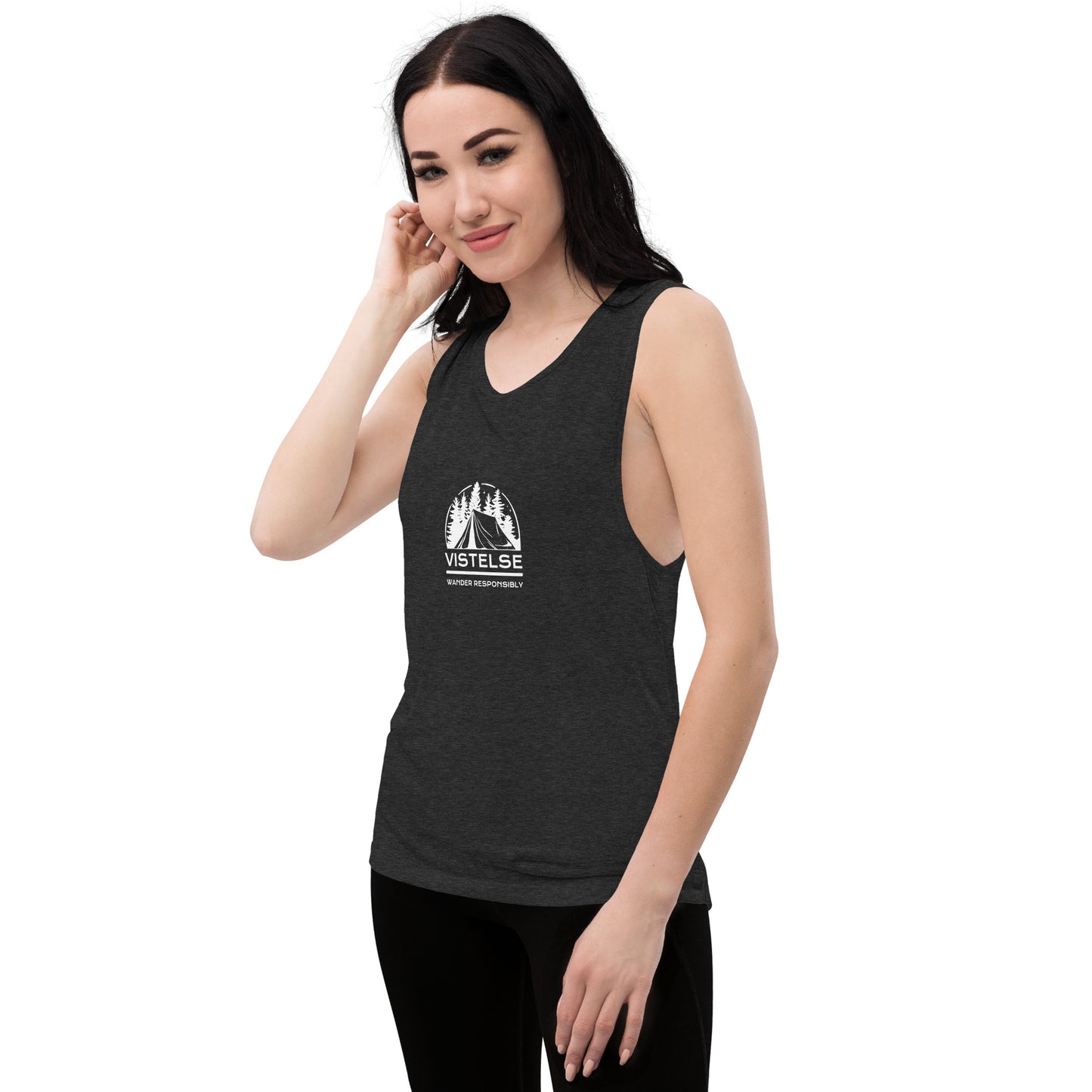 VISTELSE Wander Responsibly White Ladies’ Muscle Tank