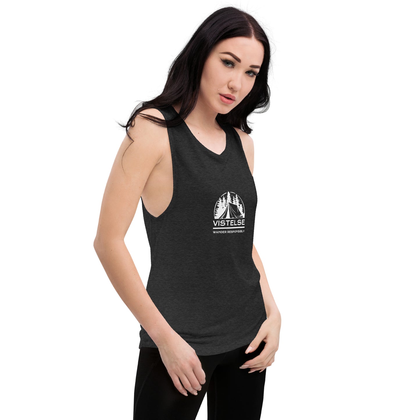 VISTELSE Wander Responsibly White Ladies’ Muscle Tank