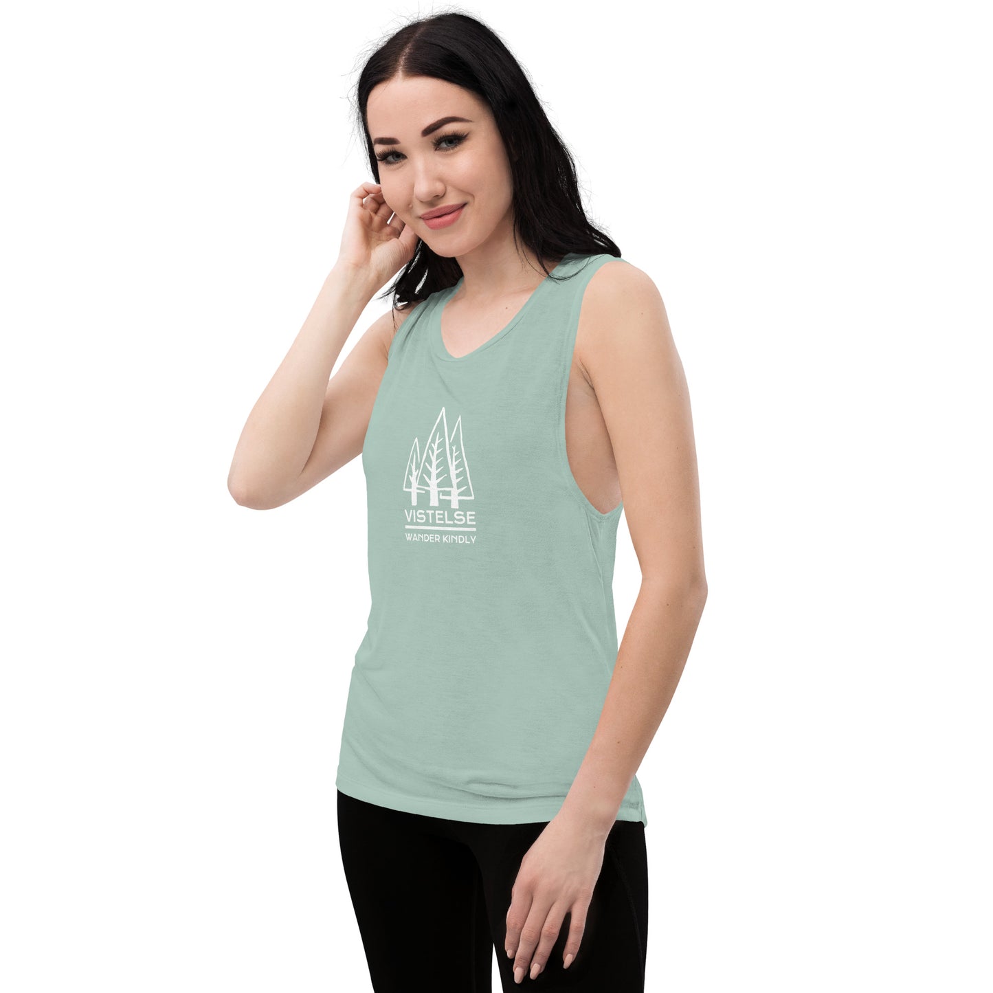 VISTELSE Wander Kindly White Ladies’ Muscle Tank