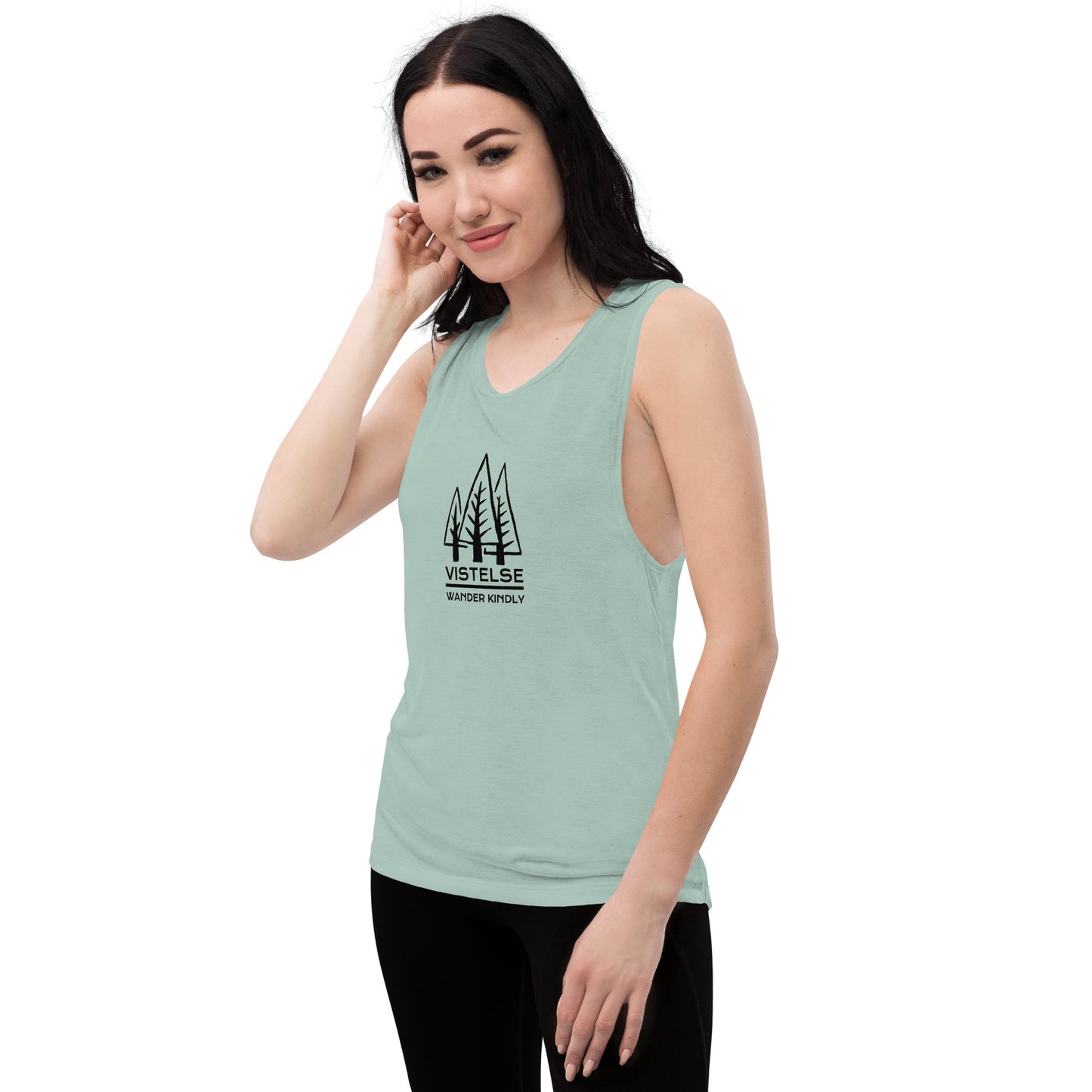 VISTELSE Wander Kindly Black Ladies’ Muscle Tank