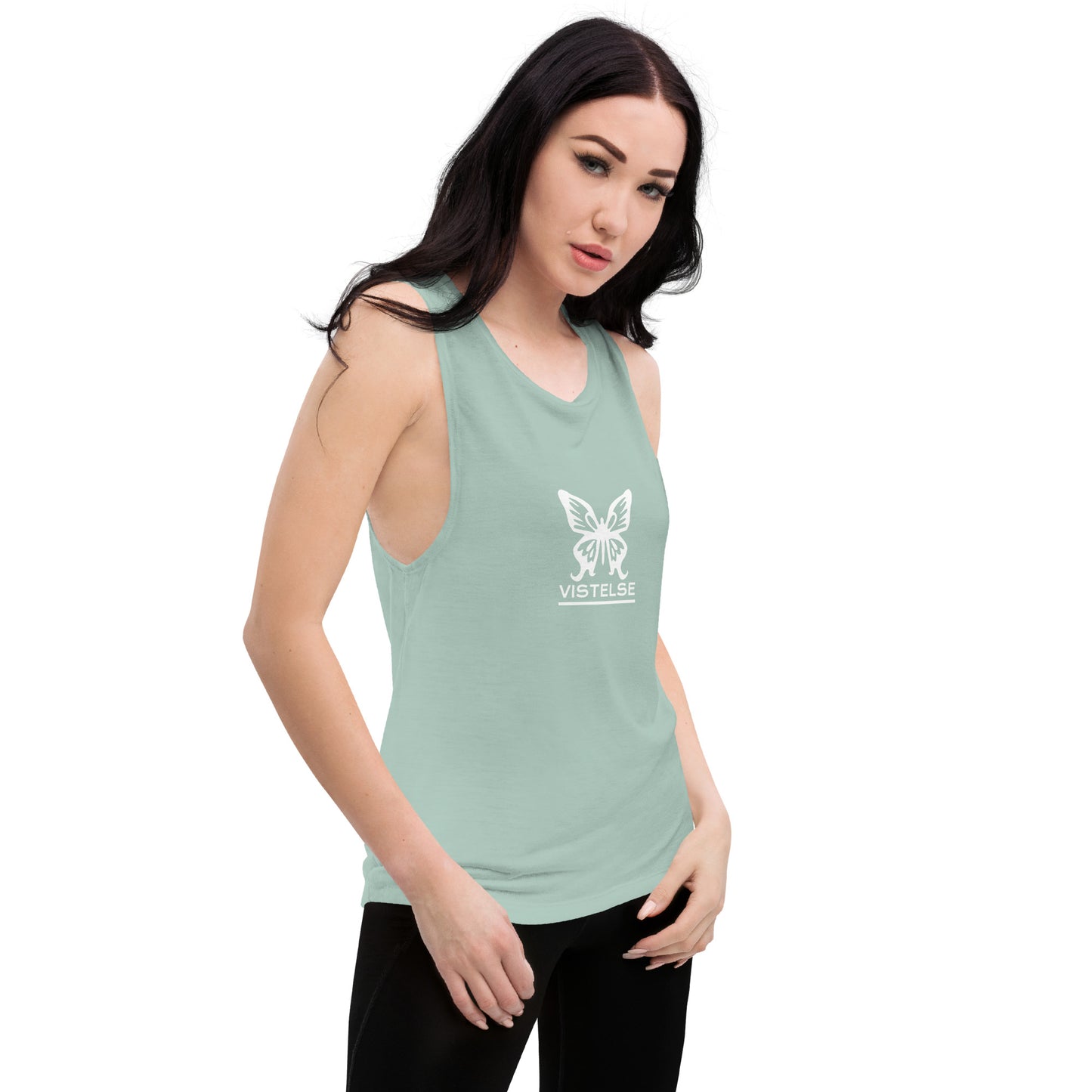 VISTELSE Butterfly White Ladies’ Muscle Tank