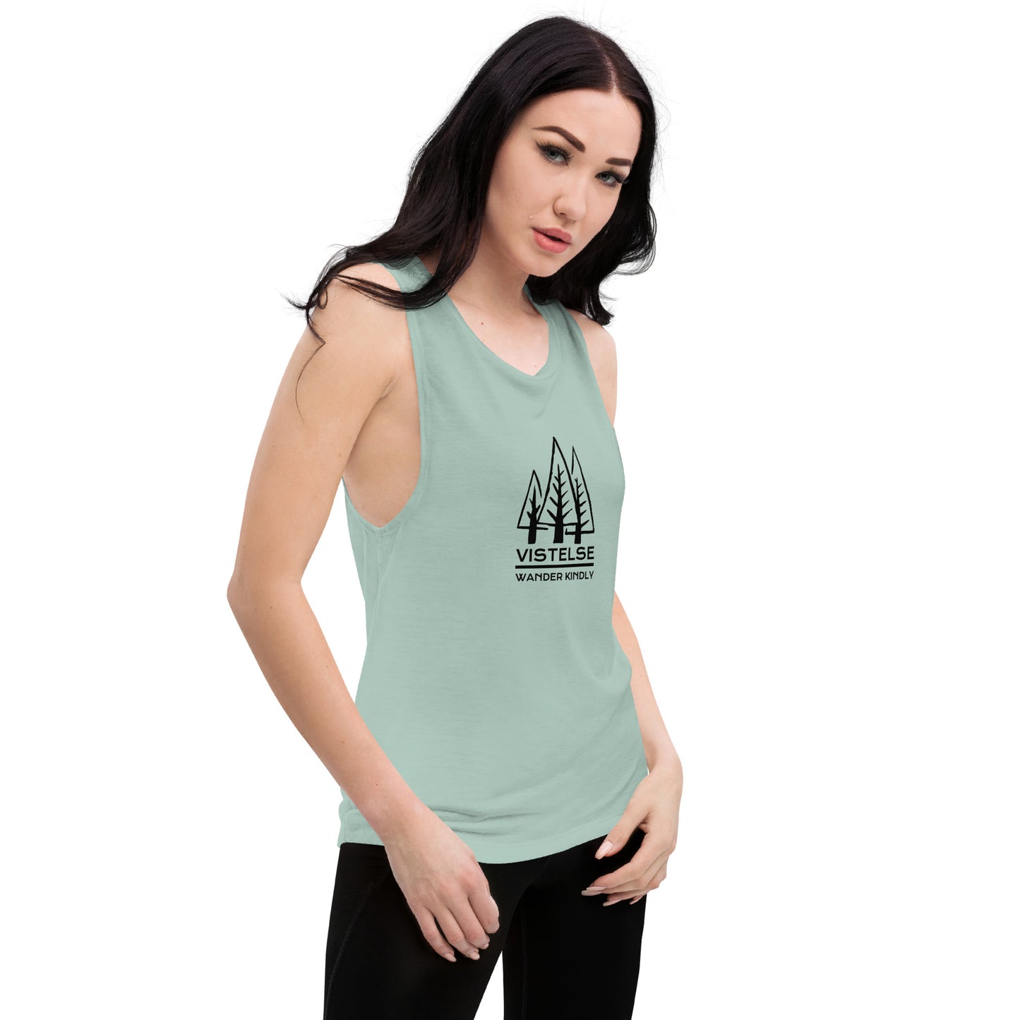 VISTELSE Wander Kindly Black Ladies’ Muscle Tank