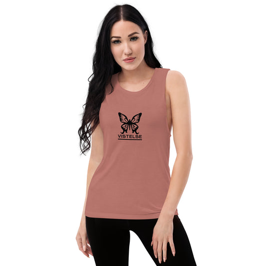 VISTELSE Butterfly Black Ladies’ Muscle Tank