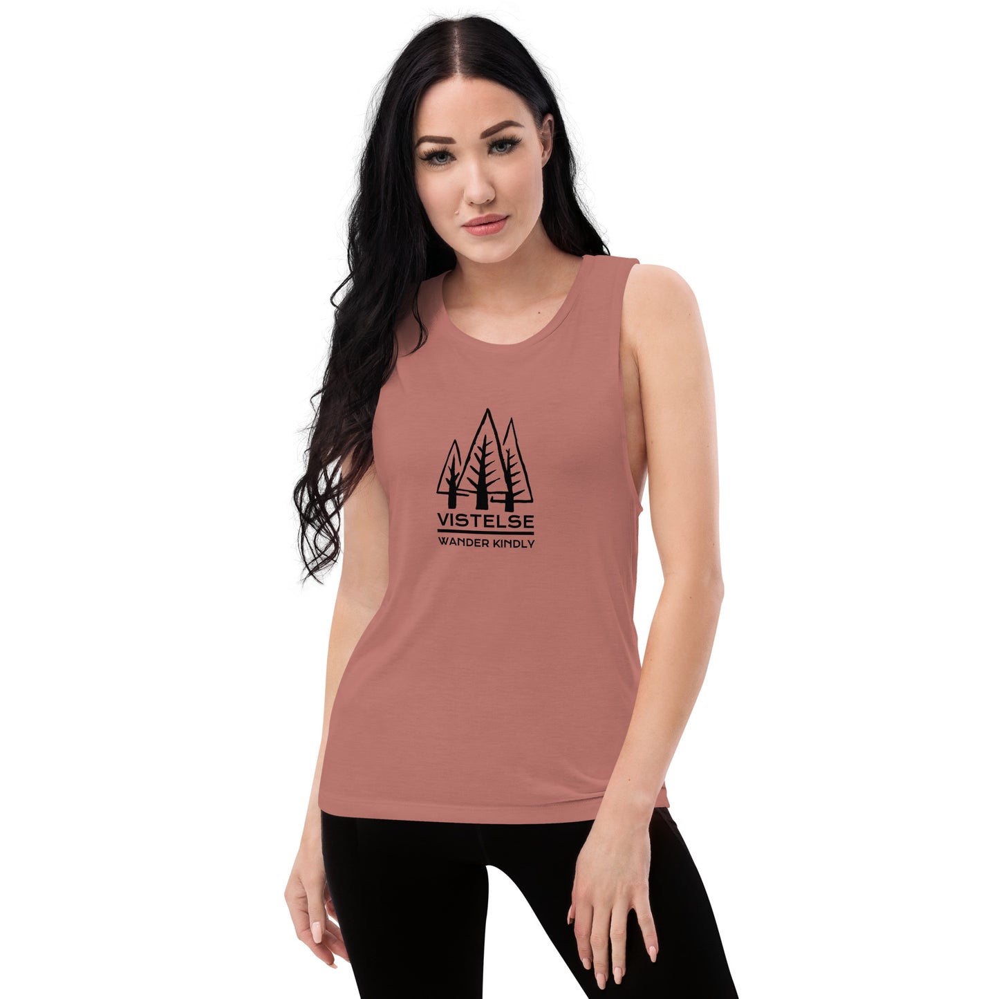 VISTELSE Wander Kindly Black Ladies’ Muscle Tank