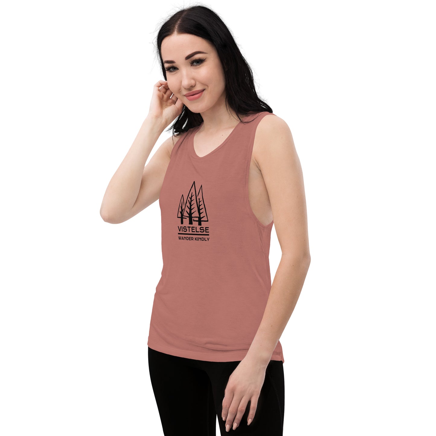 VISTELSE Wander Kindly Black Ladies’ Muscle Tank