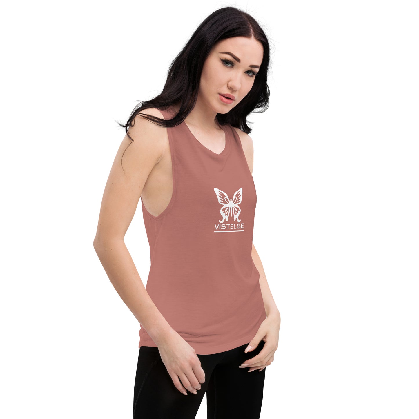 VISTELSE Butterfly White Ladies’ Muscle Tank