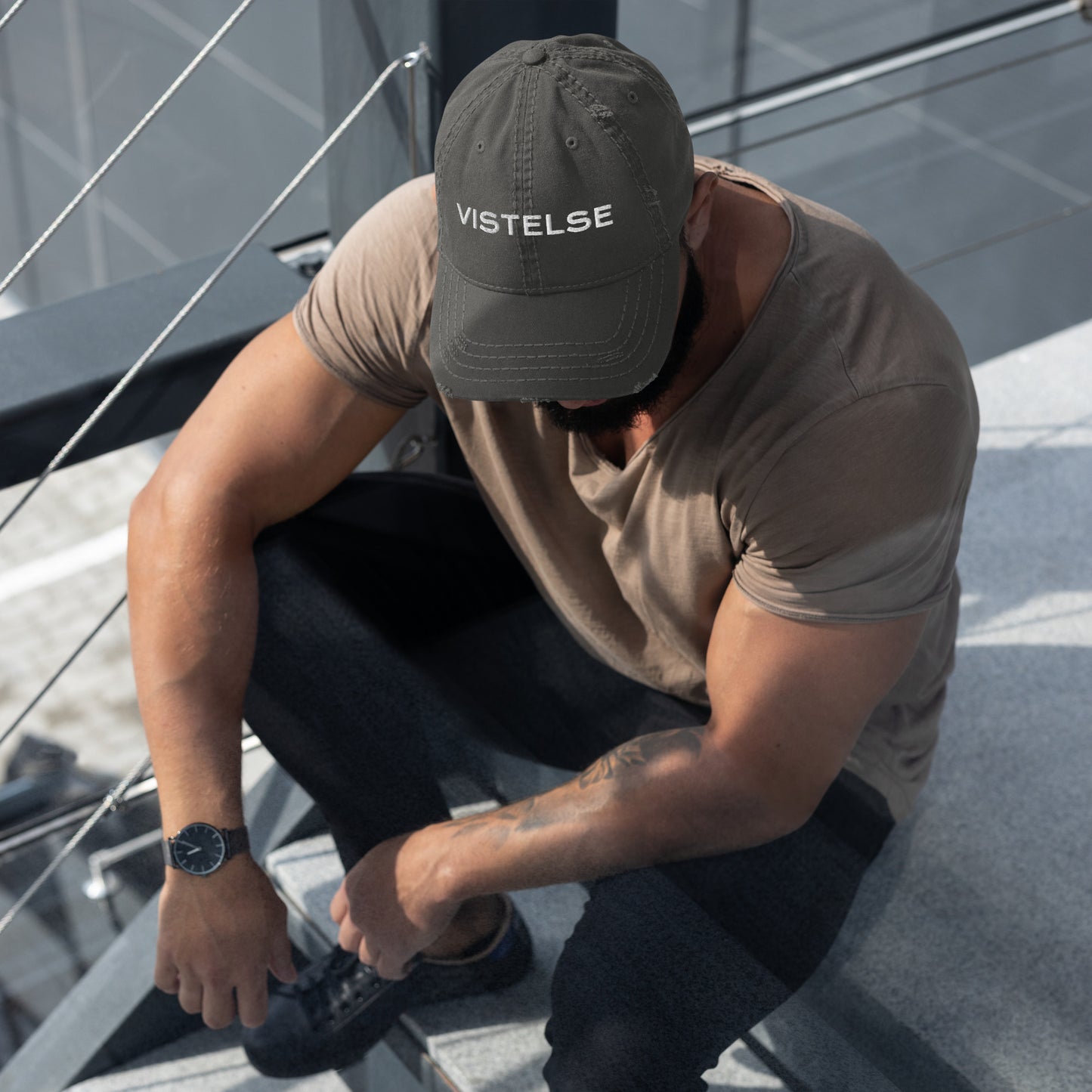 VISTELSE Logo Embroidered Distressed Dad Hat