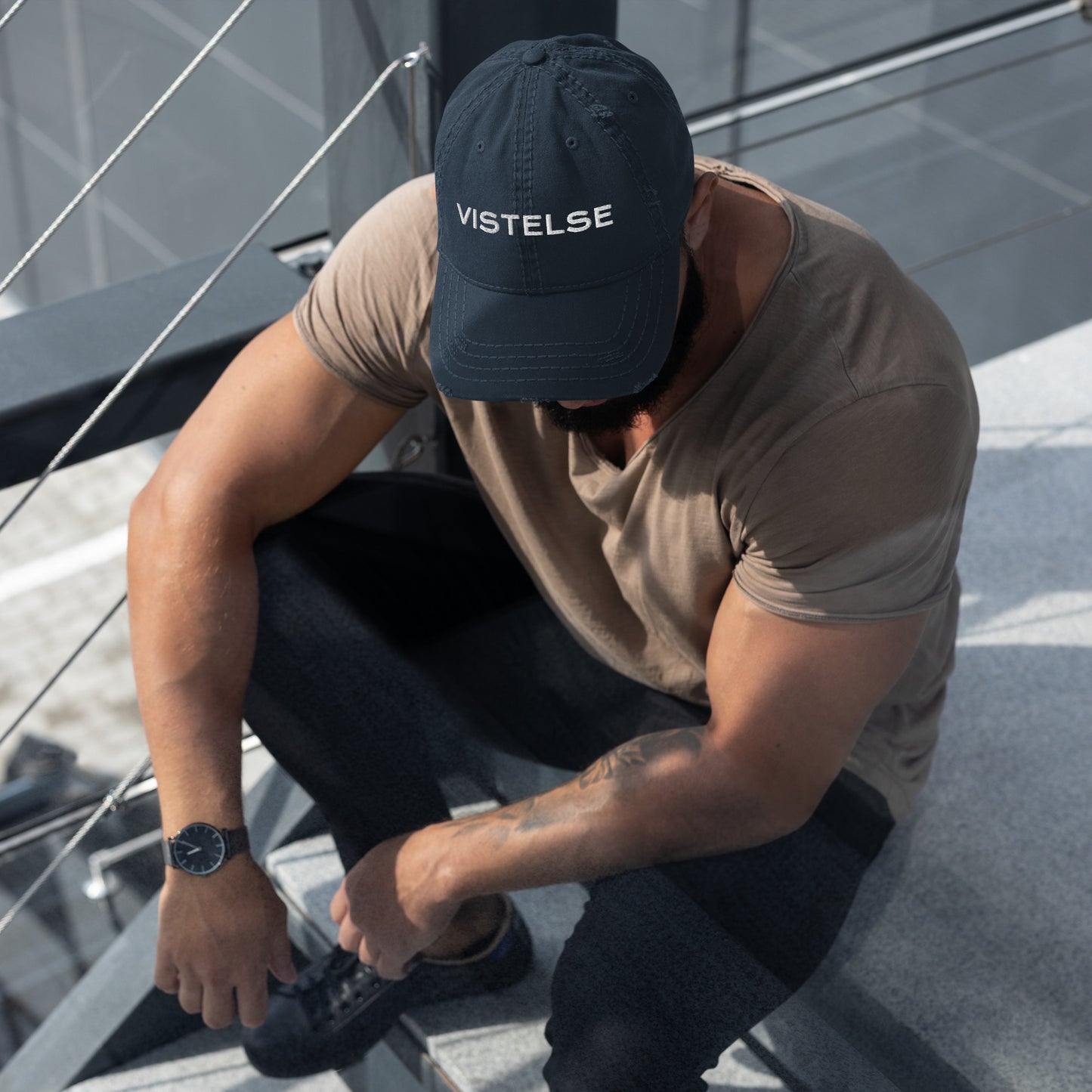 VISTELSE Logo Embroidered Distressed Dad Hat